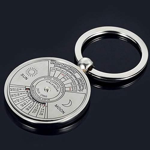 [Pack of 2] Sun and Moon Calendar Keychain 2010-2060 50 Years Key Chain Ring Keyfob (Choose From 2pc, 4pc, 6pc Set) Key Chain