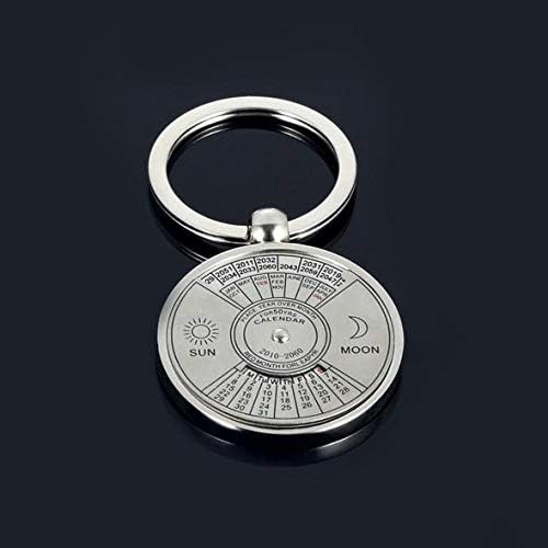 [Pack of 2] Sun and Moon Calendar Keychain 2010-2060 50 Years Key Chain Ring Keyfob (Choose From 2pc, 4pc, 6pc Set) Key Chain