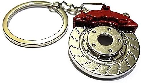 MOST POPULAR Five Piece Auto Parts Metal Key Chain Set - Spinning Turbo Keychain, Six Speed Manual Gearbox Keychain, Wheel Tire Rim Keychain, Red Brake Rotor Keychain, Silver Wrench Keychain Automotive Part Car Auto Key Chain