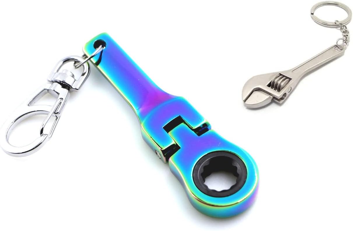 10mm Socket Ratchet Wrench Keychain Key Ring (Optional Free Mini Tape Measurement or Free Mini Toy Wrench Spanner Keychain) Automotive Part Car Auto Key Chain