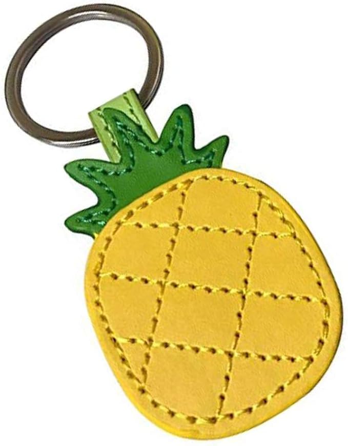 Pineapple Lover's Keychain Bag Charm Gift Set - Leather Pineapple - Soft Rubber Pineapple - PVC Rubber Pineapple - Metal Trinket Pineapple (Choose Option) Key Chain