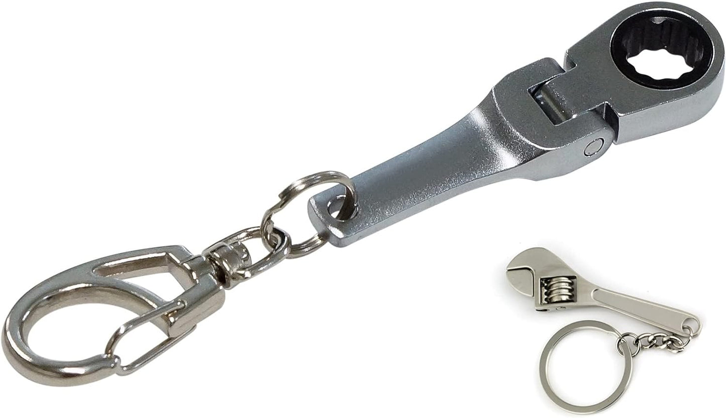 10mm Socket Ratchet Wrench Keychain Key Ring (Optional Free Mini Tape Measurement or Free Mini Toy Wrench Spanner Keychain) Automotive Part Car Auto Key Chain