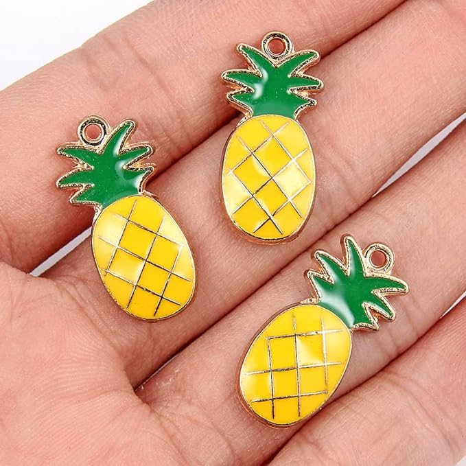 Pineapple Lover's Keychain Bag Charm Gift Set - Leather Pineapple - Soft Rubber Pineapple - PVC Rubber Pineapple - Metal Trinket Pineapple (Choose Option) Key Chain