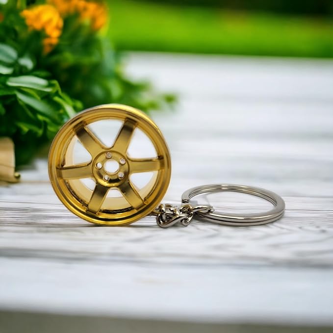 Miniature Wheel Keychains for Car Enthusiasts Metal Keychain Automotive Part Car Auto Key Chain