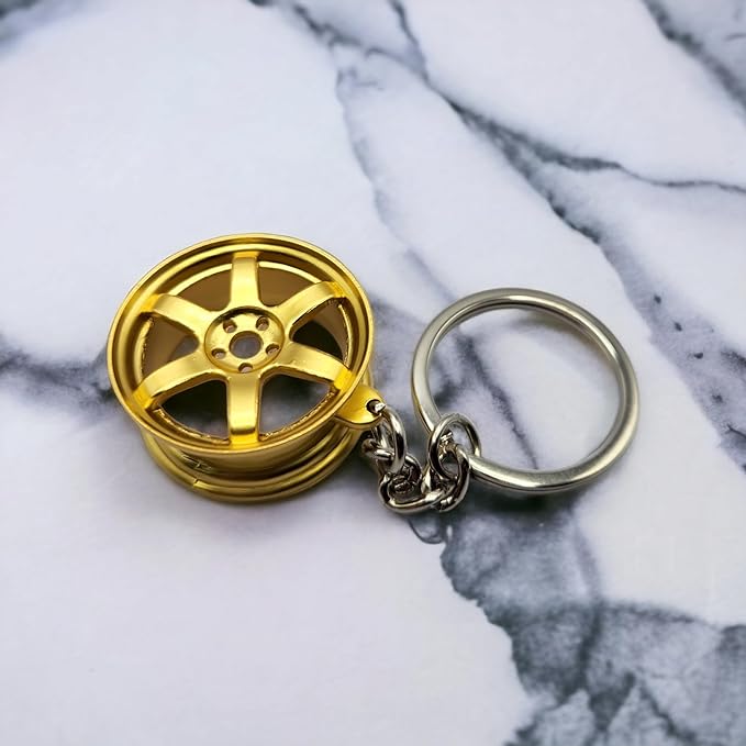 Miniature Wheel Keychains for Car Enthusiasts Metal Keychain Automotive Part Car Auto Key Chain