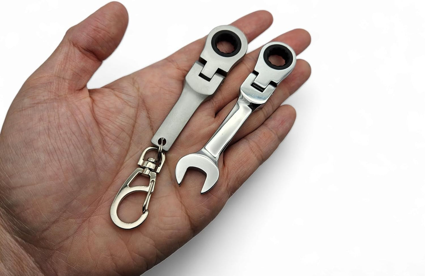 10mm Stubby Head Gear Wrench with 10mm Ratchet Wrench Flex Head Keychain Key Ring Combination Set Key Ring Automotive Part Car Auto Key Chain