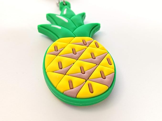 Pineapple Lover's Keychain Bag Charm Gift Set - Leather Pineapple - Soft Rubber Pineapple - PVC Rubber Pineapple - Metal Trinket Pineapple (Choose Option) Key Chain