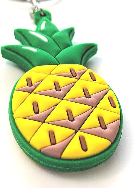 Pineapple Lover's Keychain Bag Charm Gift Set - Leather Pineapple - Soft Rubber Pineapple - PVC Rubber Pineapple - Metal Trinket Pineapple (Choose Option) Key Chain