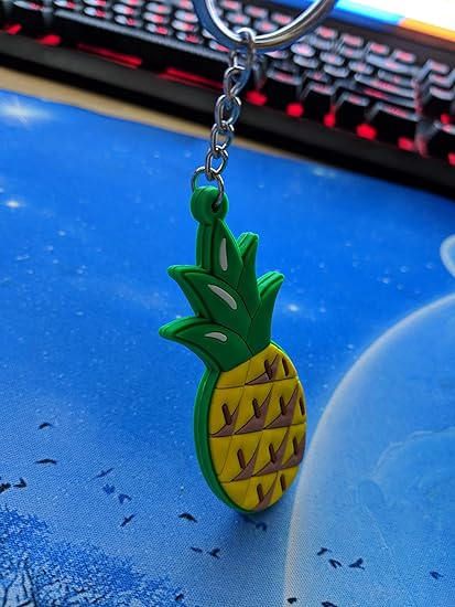 Pineapple Lover's Keychain Bag Charm Gift Set - Leather Pineapple - Soft Rubber Pineapple - PVC Rubber Pineapple - Metal Trinket Pineapple (Choose Option) Key Chain