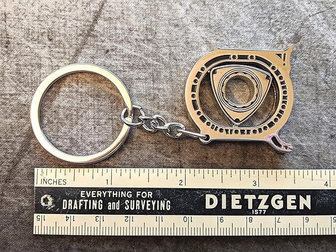 Large Rotary Engine Mazda RX7 RX8 Cutout Metal Keychain RX7 RX8 Automotive Part Car Auto Key Chain