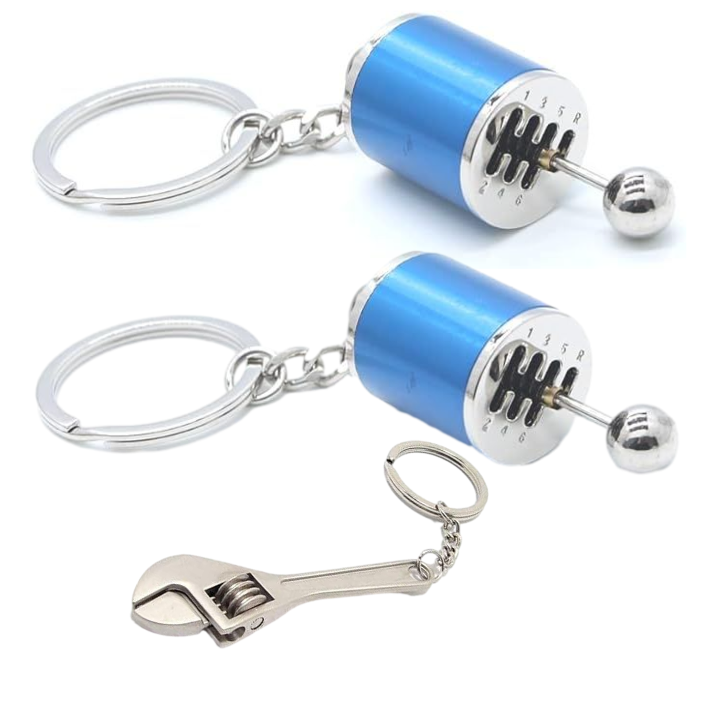 Gearbox Keychain Six Speed Transmission Stick Gear Shift Fidget Toy Automotive [BONUS: Mini Monkey Wrench Keychain] (Choose Color) Automotive Part Car Auto Key Chain