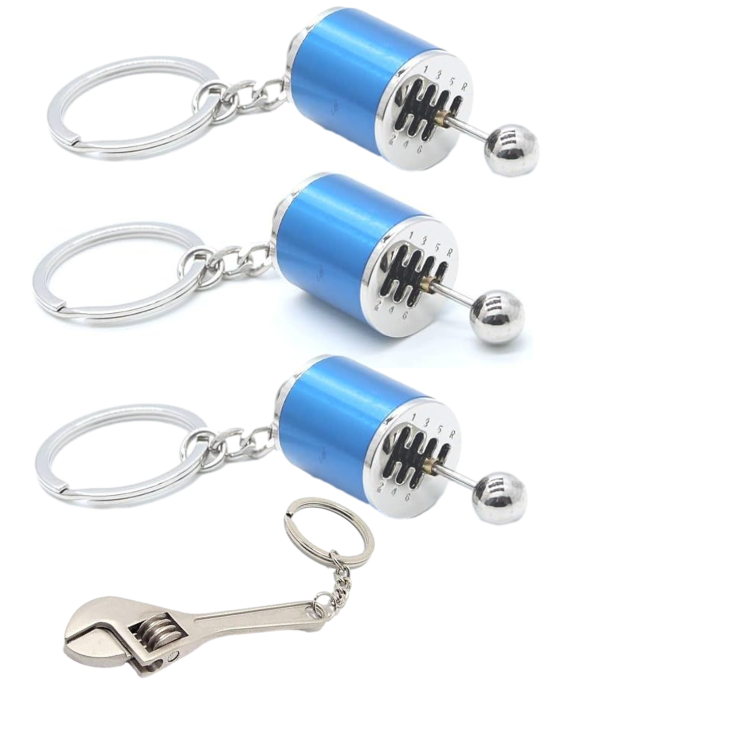 Gearbox Keychain Six Speed Transmission Stick Gear Shift Fidget Toy Automotive [BONUS: Mini Monkey Wrench Keychain] (Choose Color) Automotive Part Car Auto Key Chain