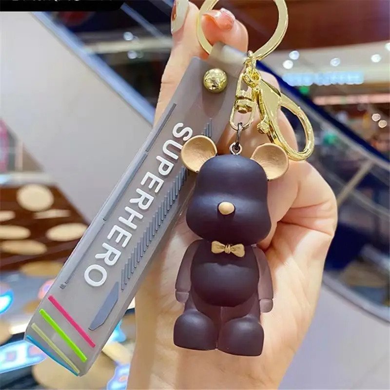 Cute Bear Keychain Transparent Frosted Bowknot Acrylic Bear Keychain Key Ring, Boy Girl Valentine Lover Christmas Birthday Collection Gift Bag Pendant Chain Wrist Strap