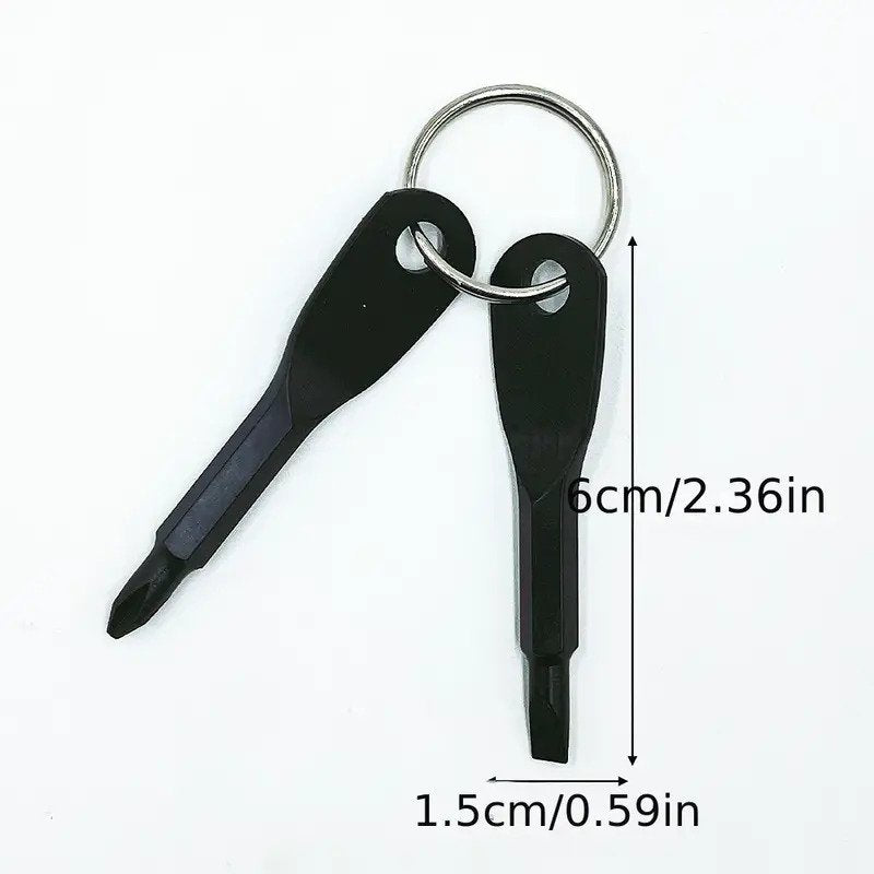 Portable Screwdriver Key Ring Car Key Chain, Pocket Outdoor Flat Head Cross Stainless Mini Pocket Tool Survival Tool Car Repair Accessaries